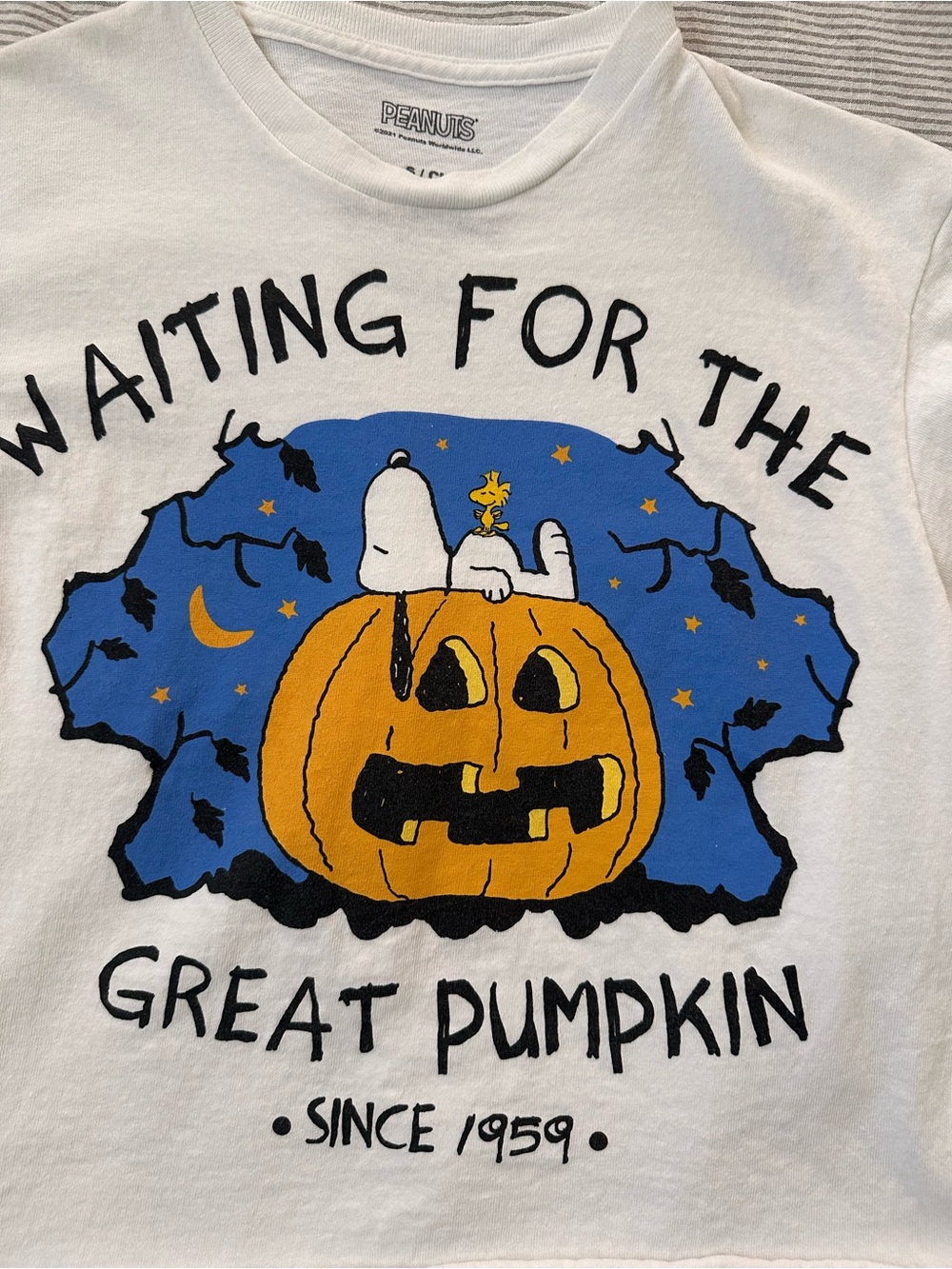 NEW Peanuts White Halloween Pumpkin Crop Top - Picture 2 of 5